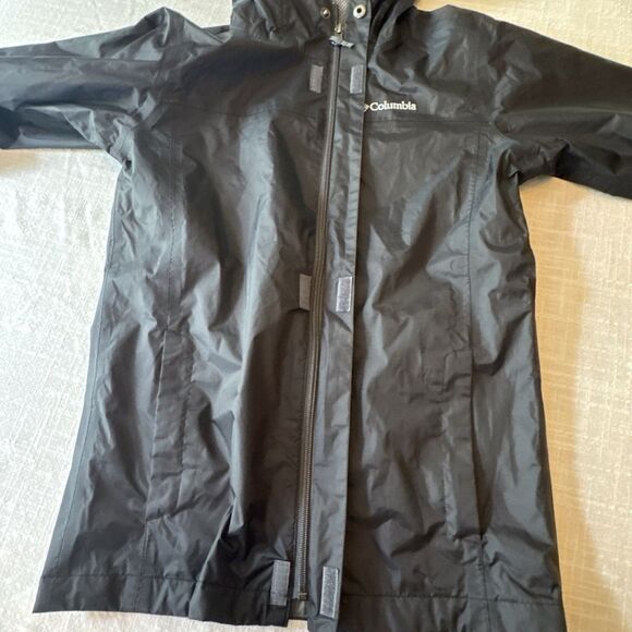 Columbia Youth M Black Omni Tech Jacket Hood Full Zip Lined Pockets Windbreaker - Picture 7 of 12